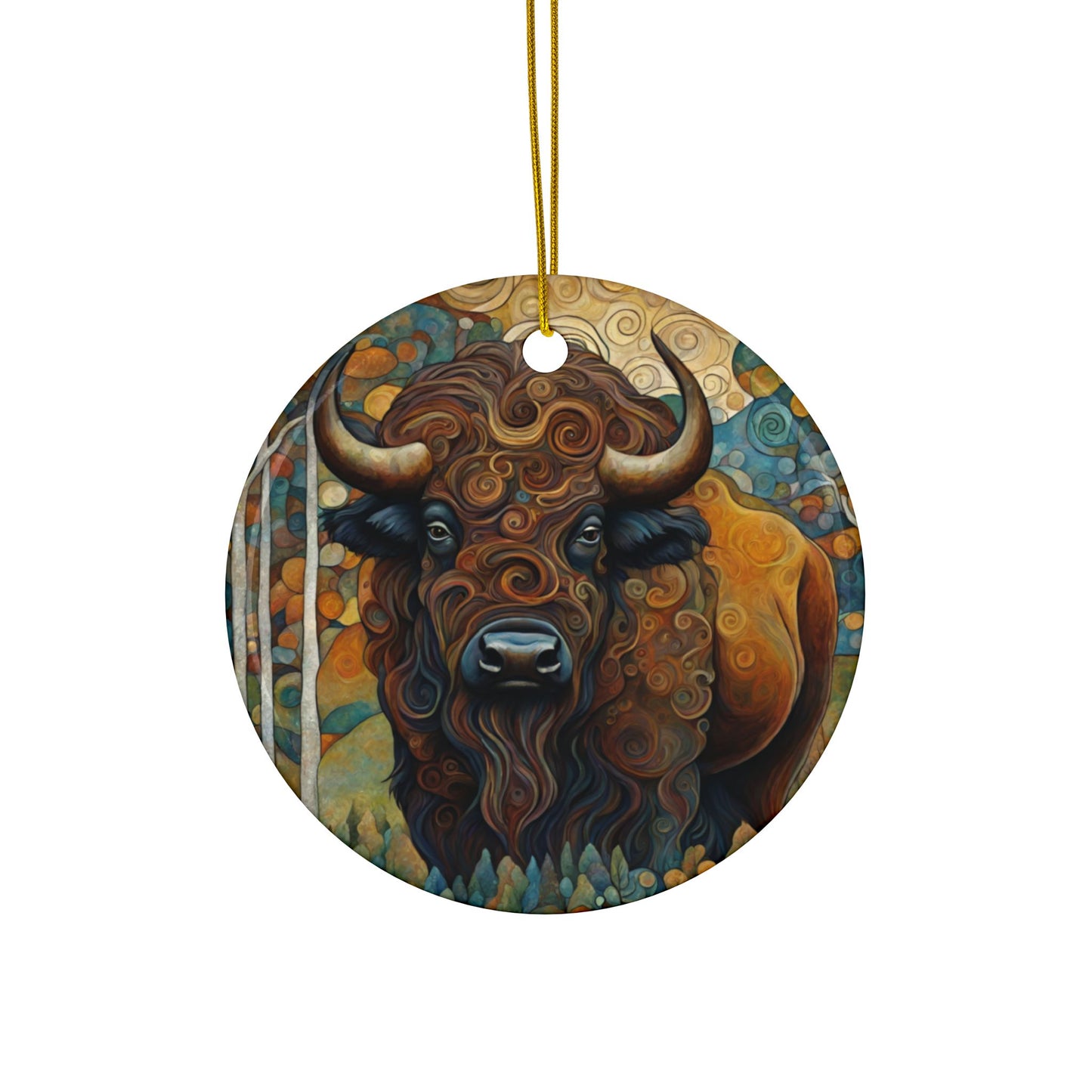 Buffalo 3" Ceramic Ornaments, 2-Side Print, (1pc, 10pcs)