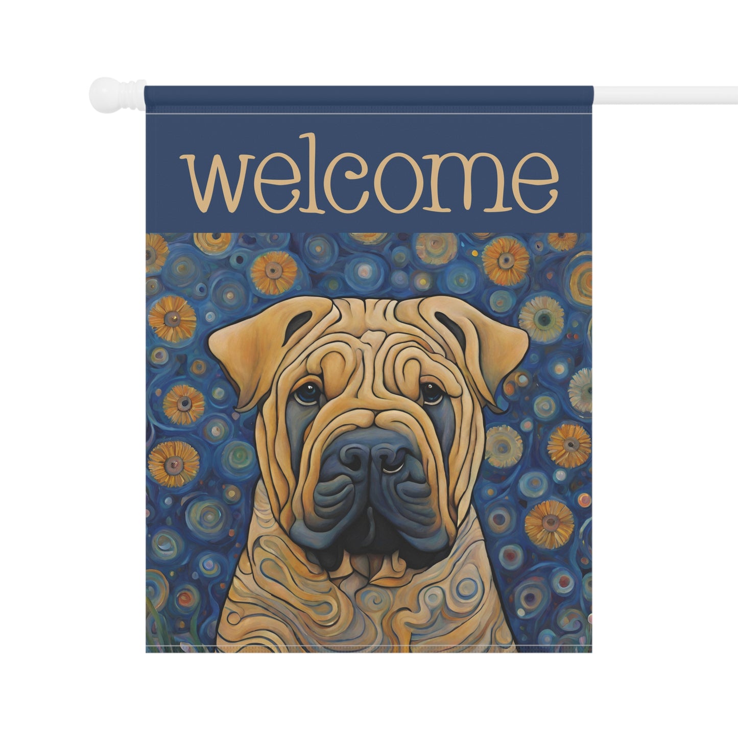 Shar Pei Welcome 2-Sided Garden & House Flag/Banner