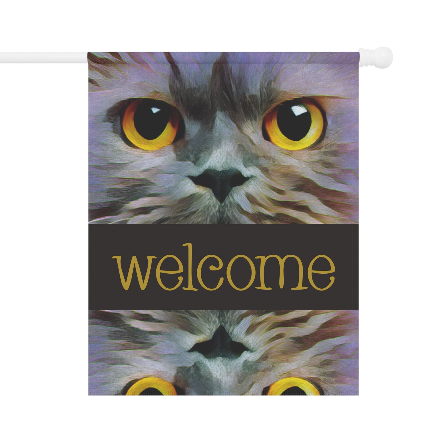 Cat Face Welcome 2-Sided Garden & House Flag/Banner