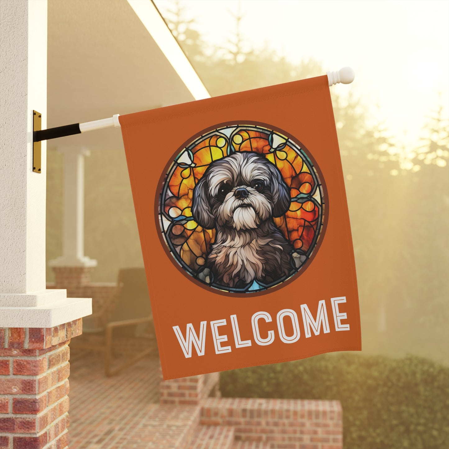 Lhasa Apso Welcome 2-Sided Garden & House Flag/Banner