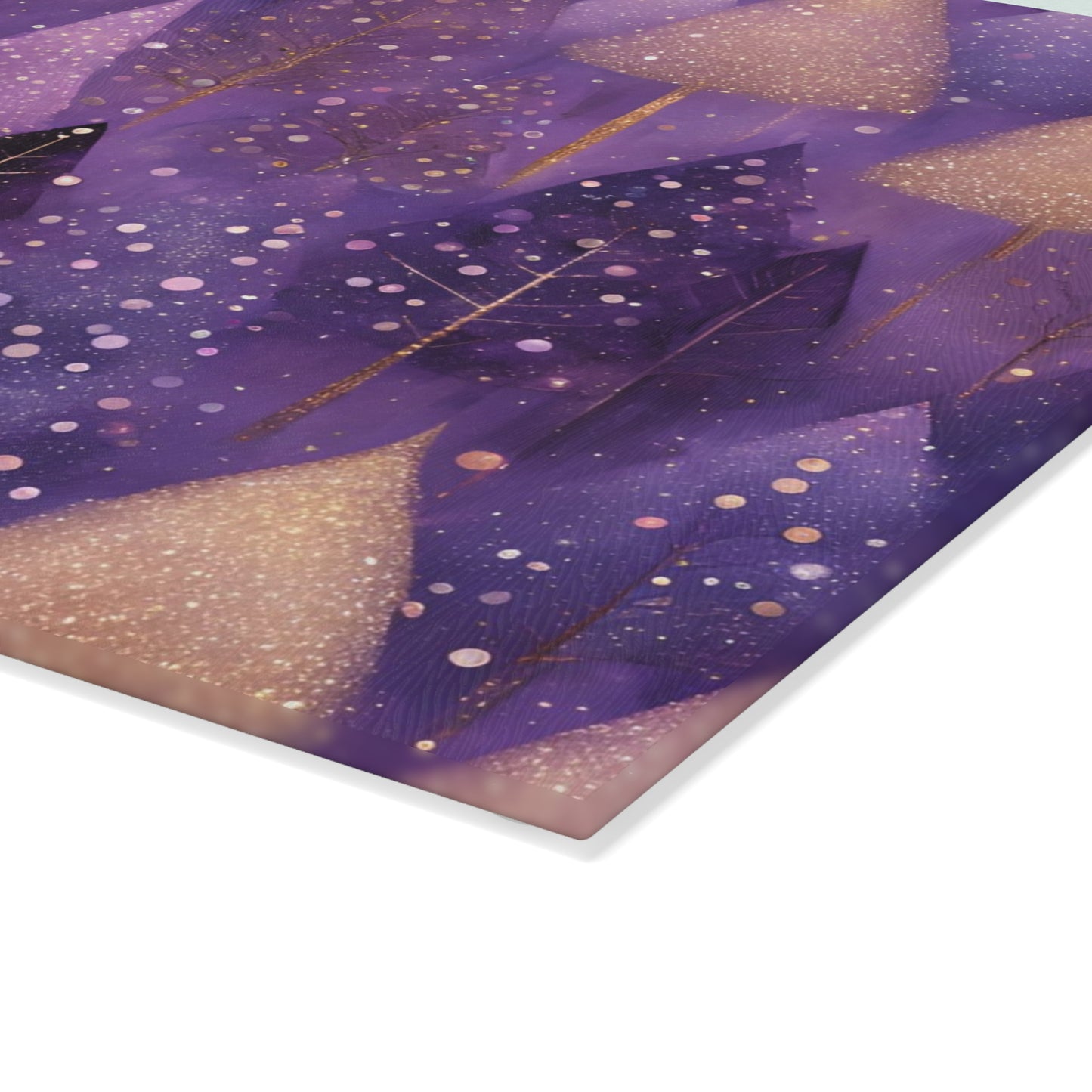 Purple Christmas Trees Tempered Glass Cutting Board