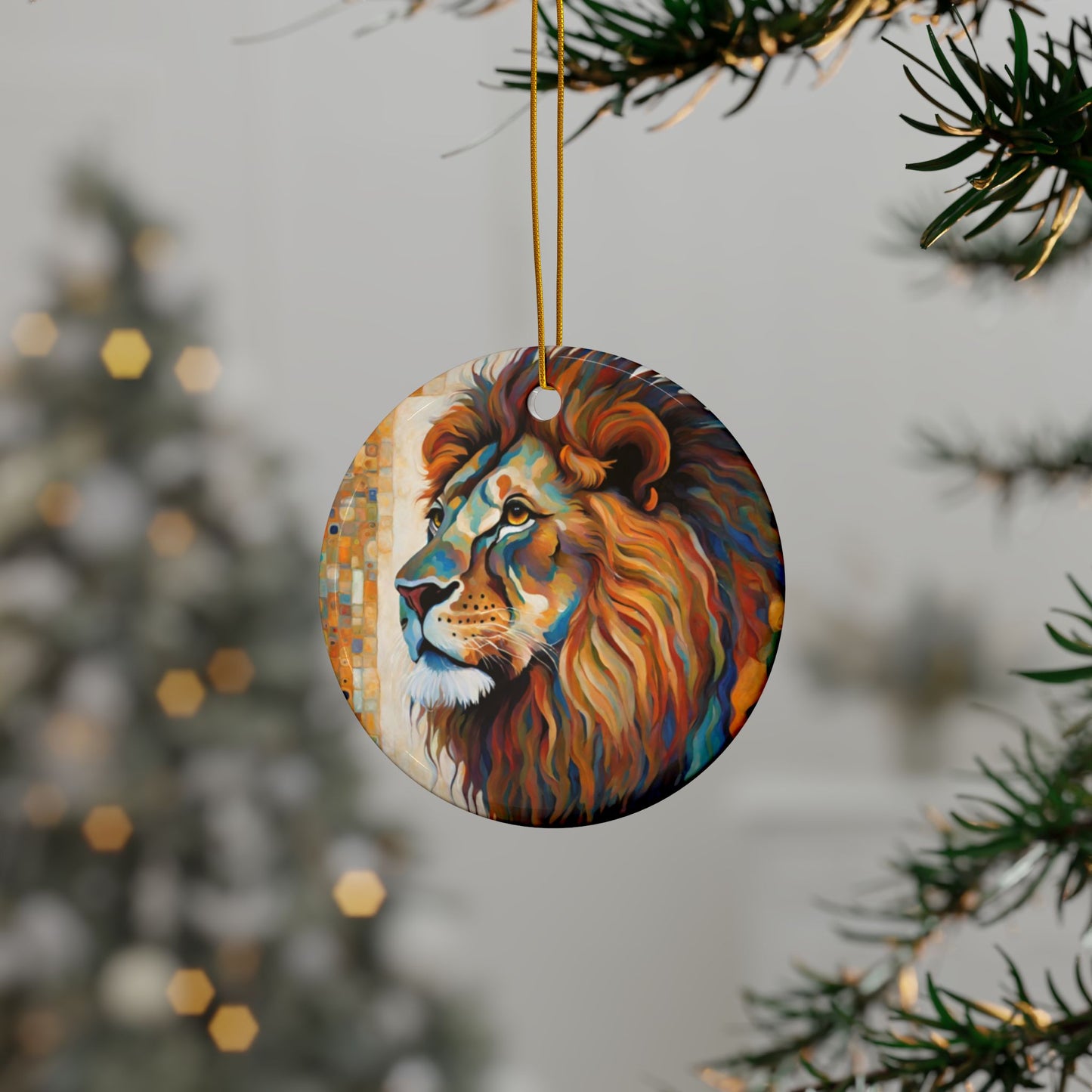 Lion 3" Ceramic Ornaments, 2-Side Print, (1pc, 10pcs)