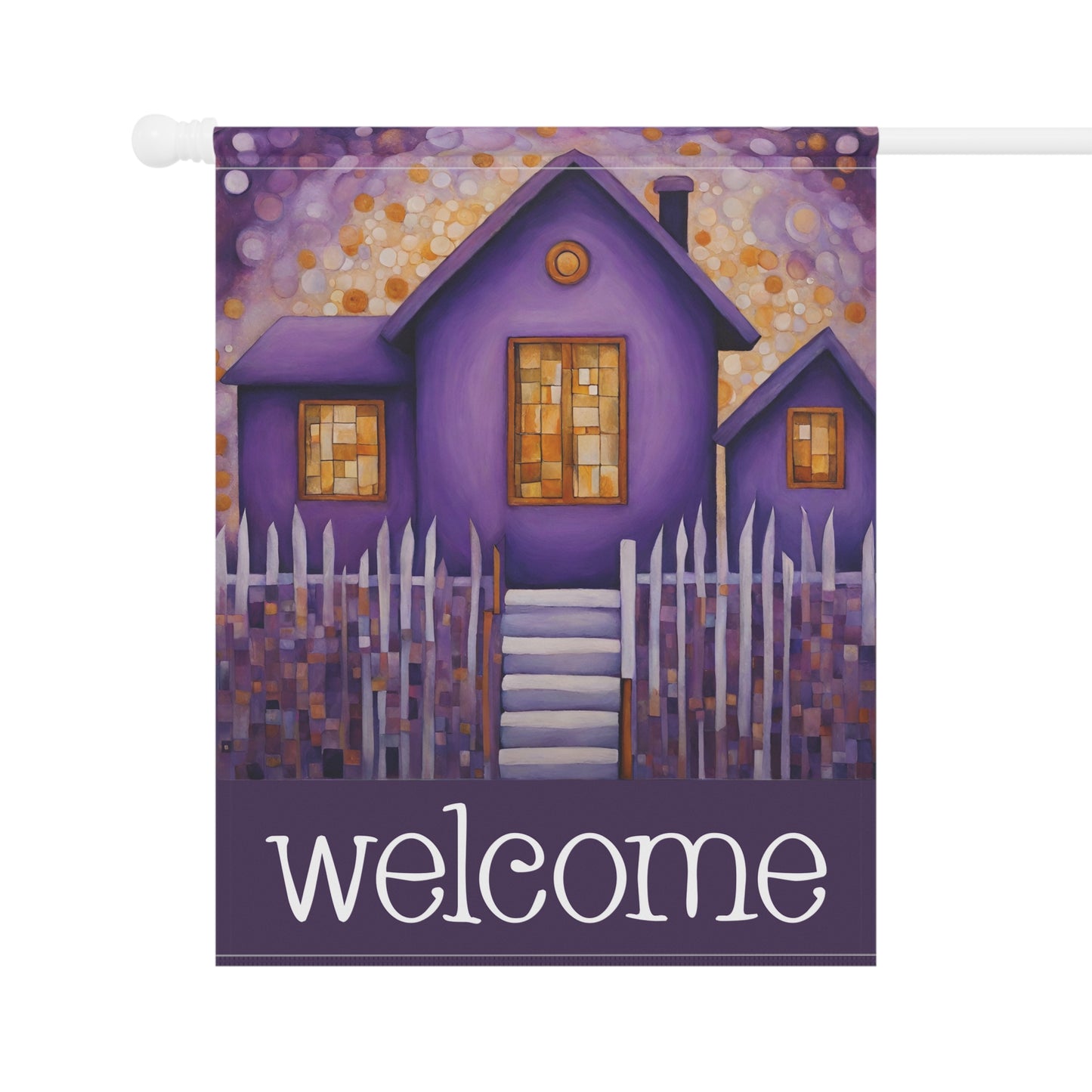 Purple House Welcome 2-Sided Garden & House Flag/Banner