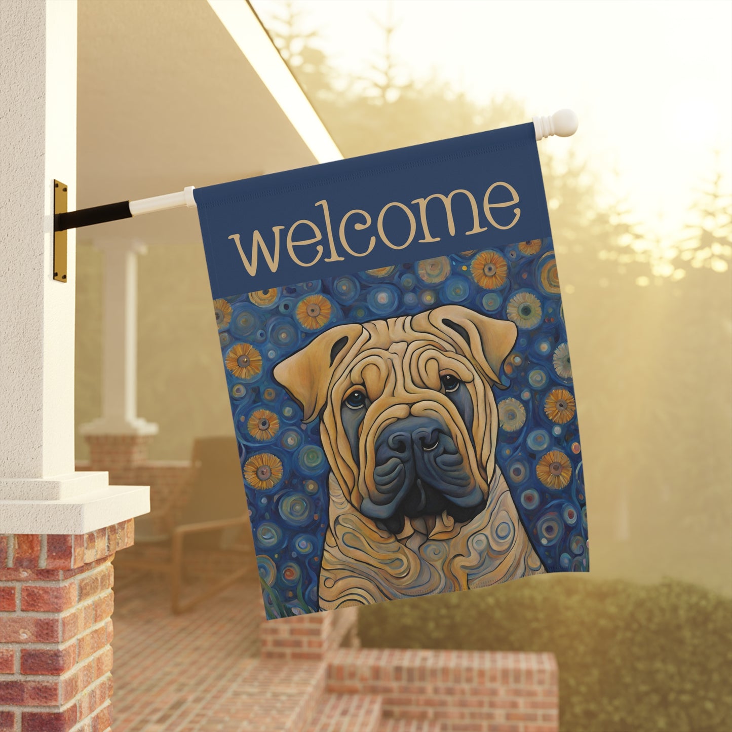 Shar Pei Welcome 2-Sided Garden & House Flag/Banner