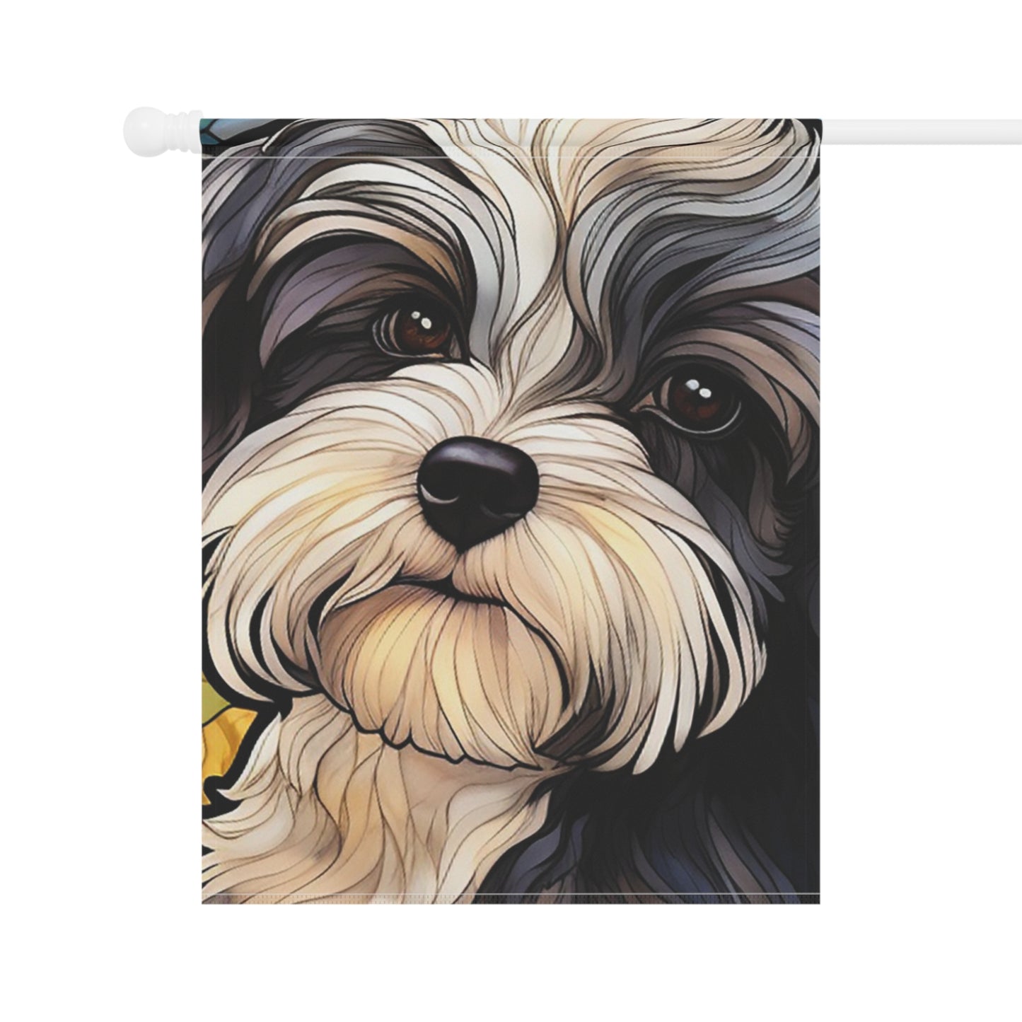 Havanese Face Stained Glass 2-Sided Garden & House Flag/Banner