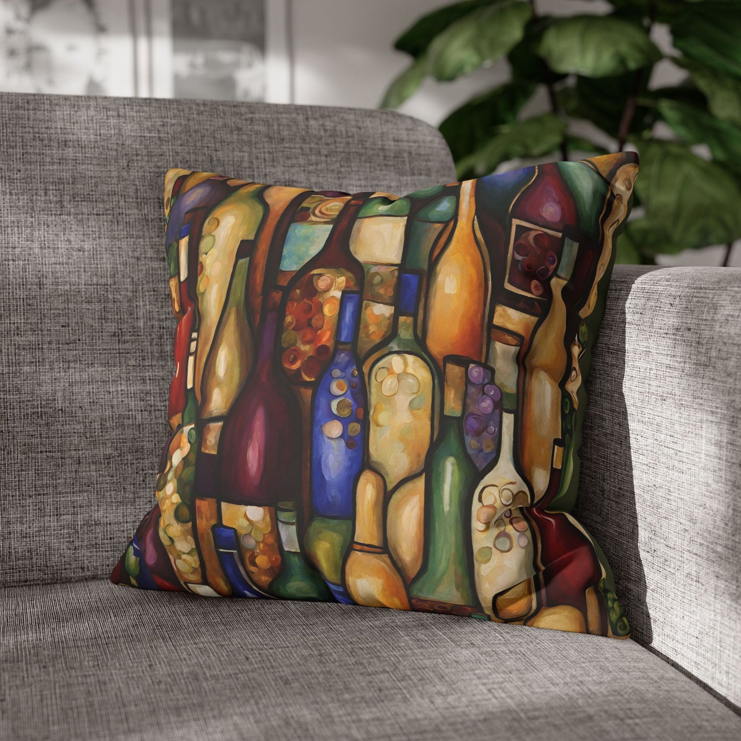 Vino Abstract Square Poly Canvas Pillowcase