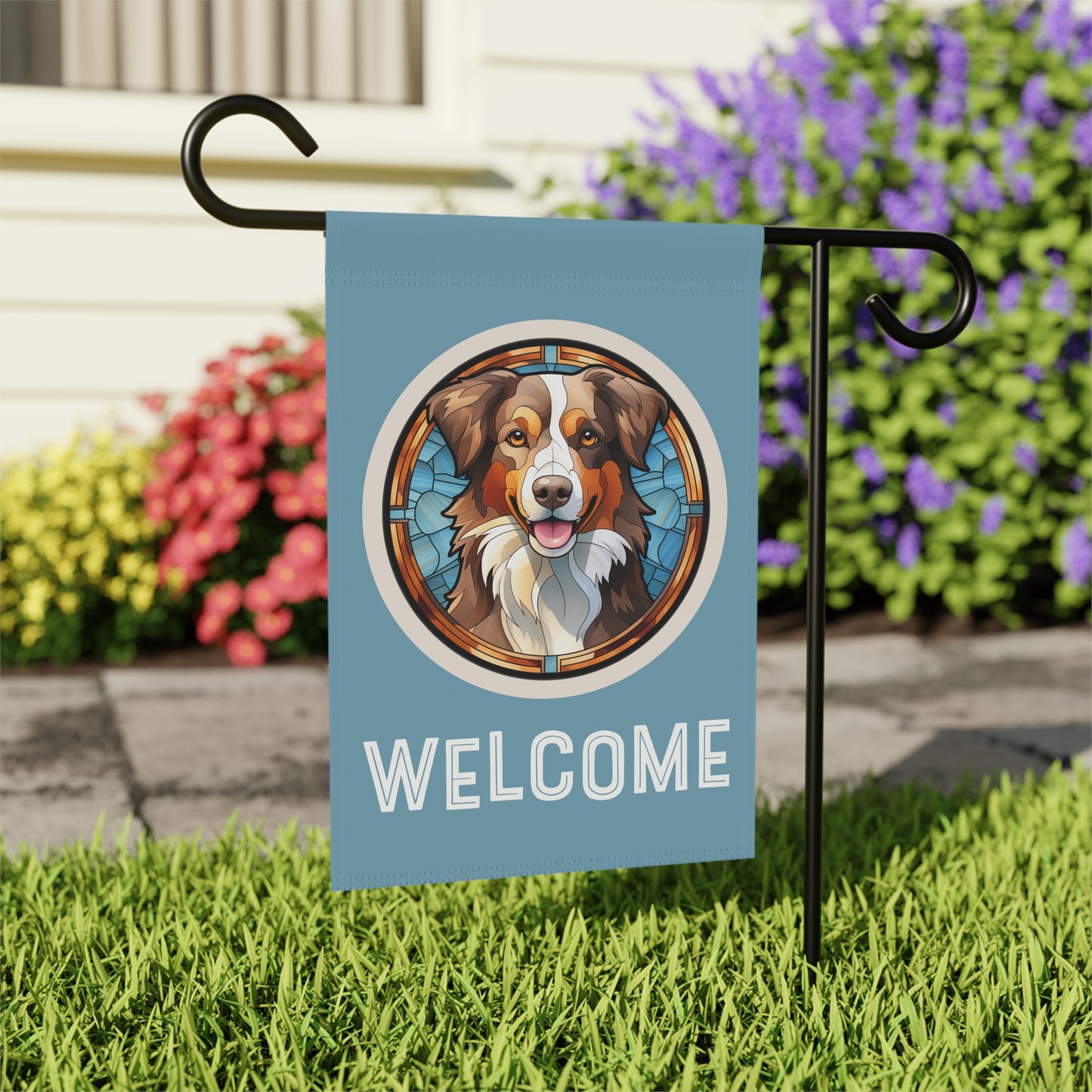 Australian Shepherd Welcome 2-Sided Garden & House Flag/Banner