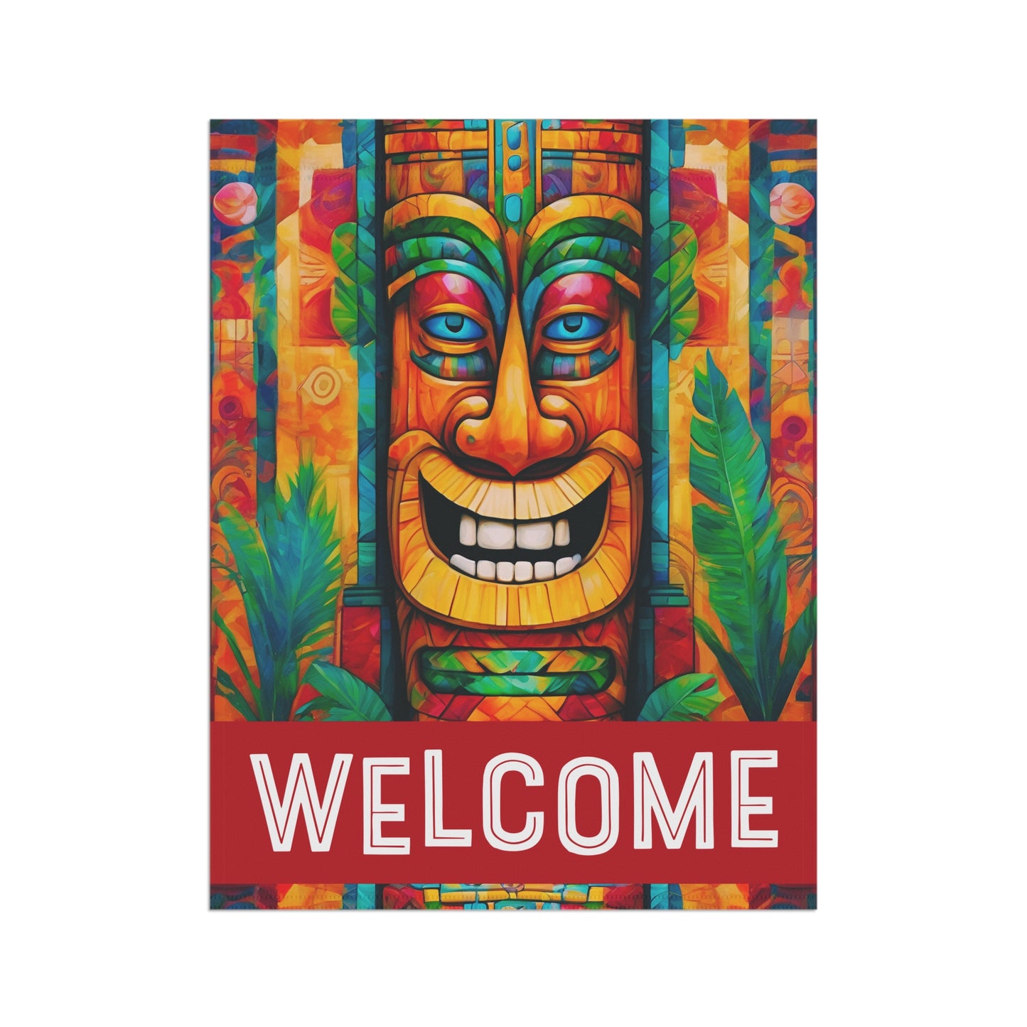 The Tiki Knows Welcome 2-Sided Garden & House Flag/Banner