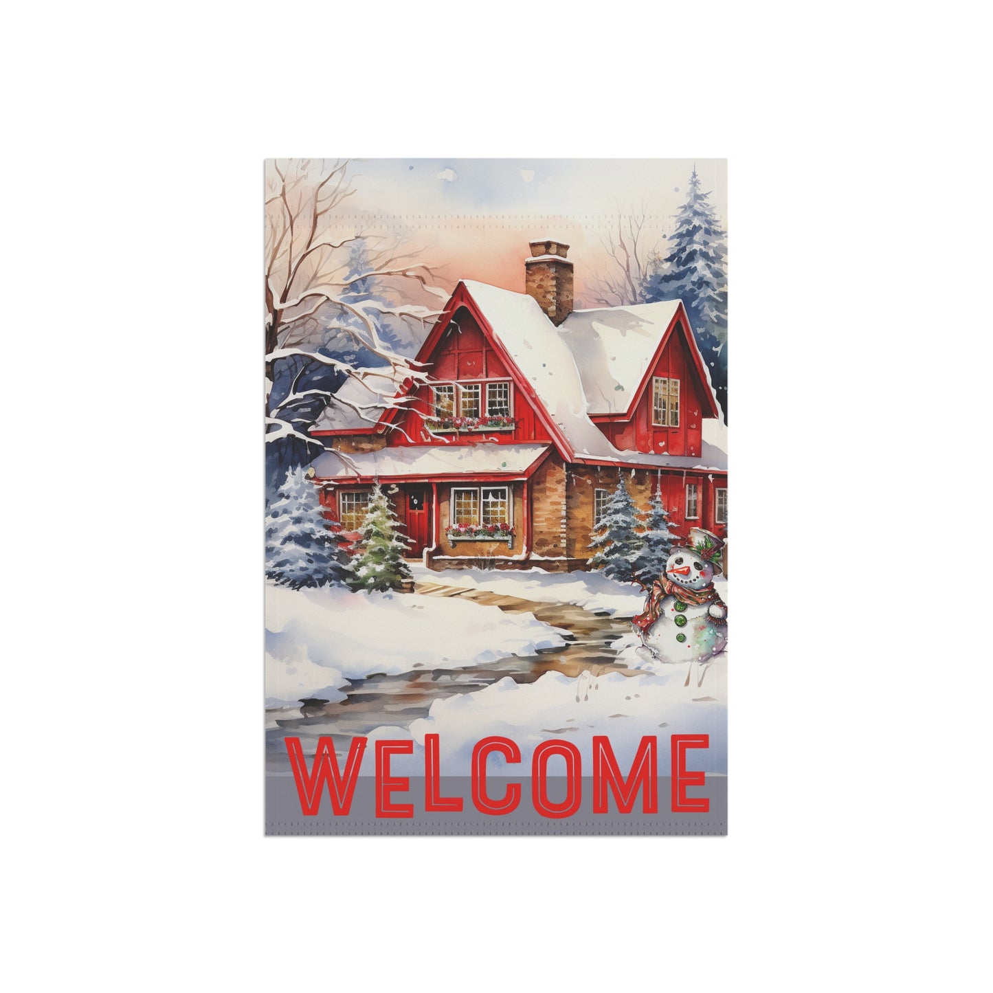 Winter Home Snowman Welcome 2-Sided Garden & House Banner