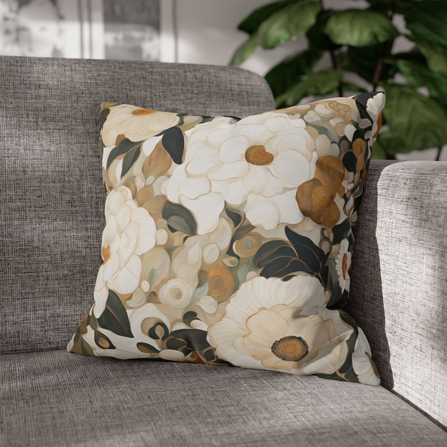 Sharon Floral Square Poly Canvas Pillowcase