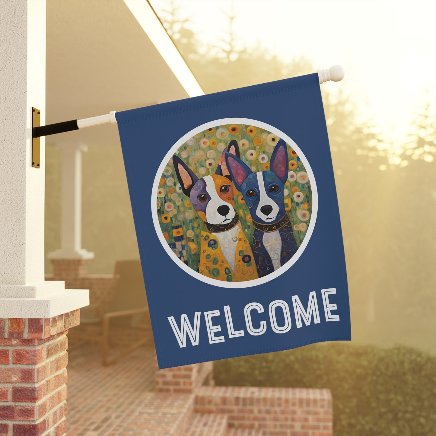 Booter & Hallie Welcome 2-Sided Garden & House Flag/Banner