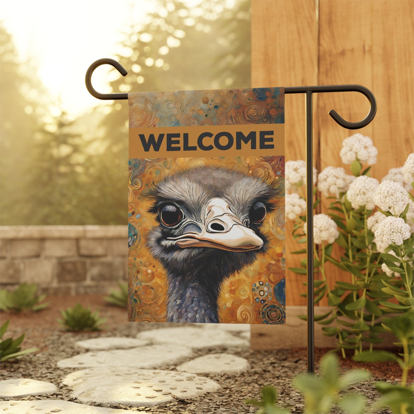 Ostrich Welcome 2-Sided Garden & House Flag/Banner