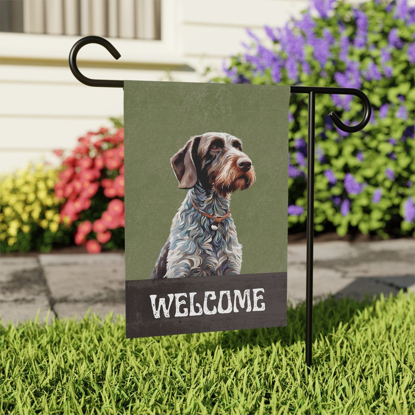 German Wirehaired Pointer Welcome 2-Sided Garden & House Flag/Banner