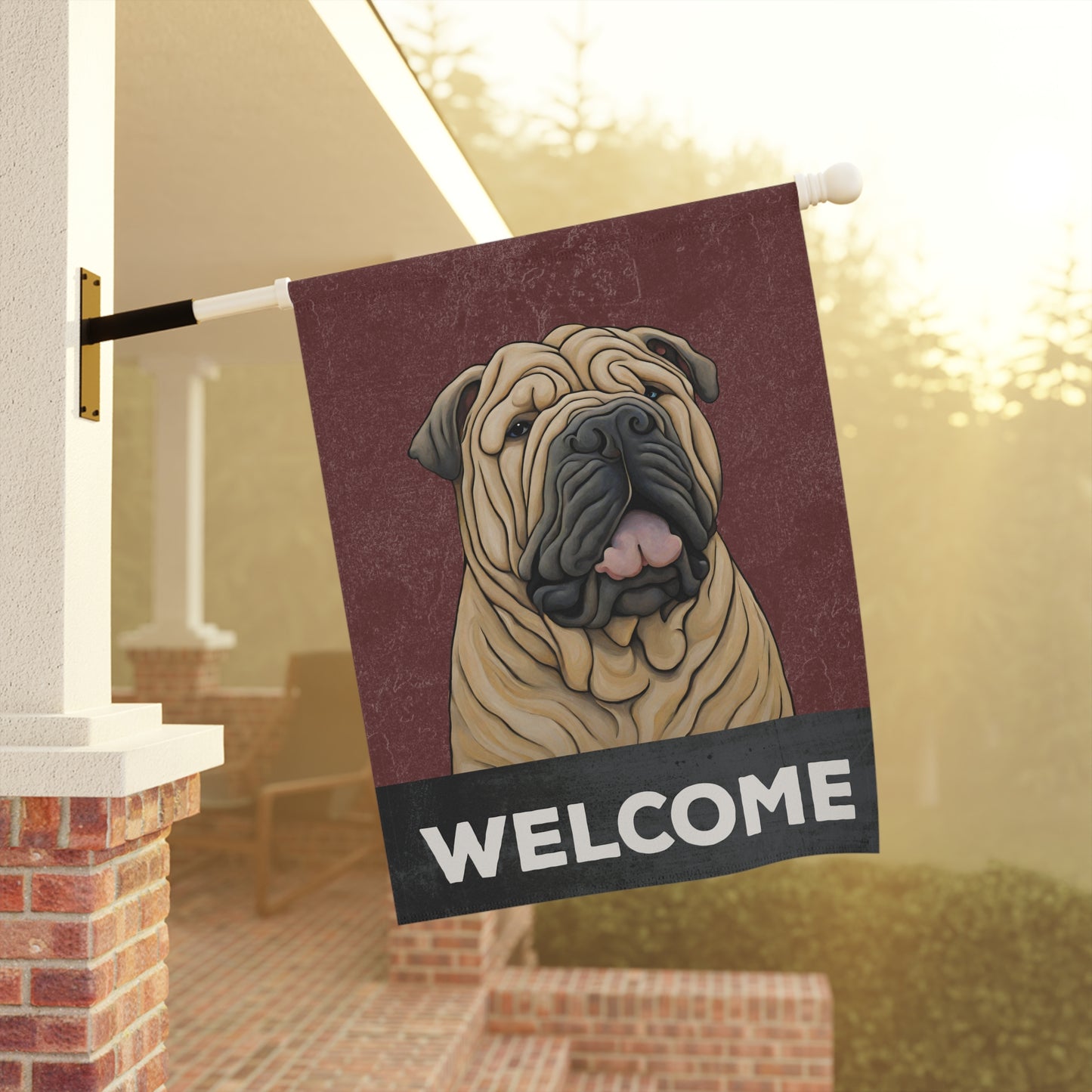 Shar Pei Welcome 2-Sided Garden & House Flag/Banner