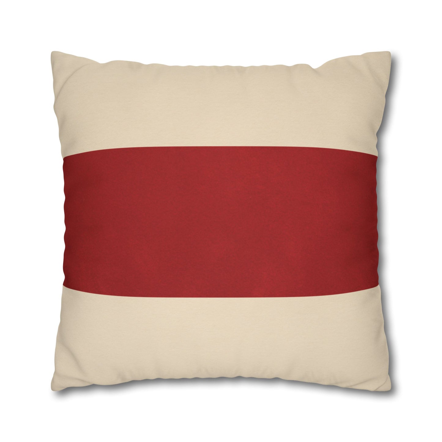 Merry Christmas Red & Cream Square Poly Canvas Pillowcase