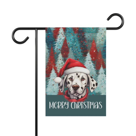 Dalmatian Merry Christmas 2-Sided Garden & House Flag/Banner