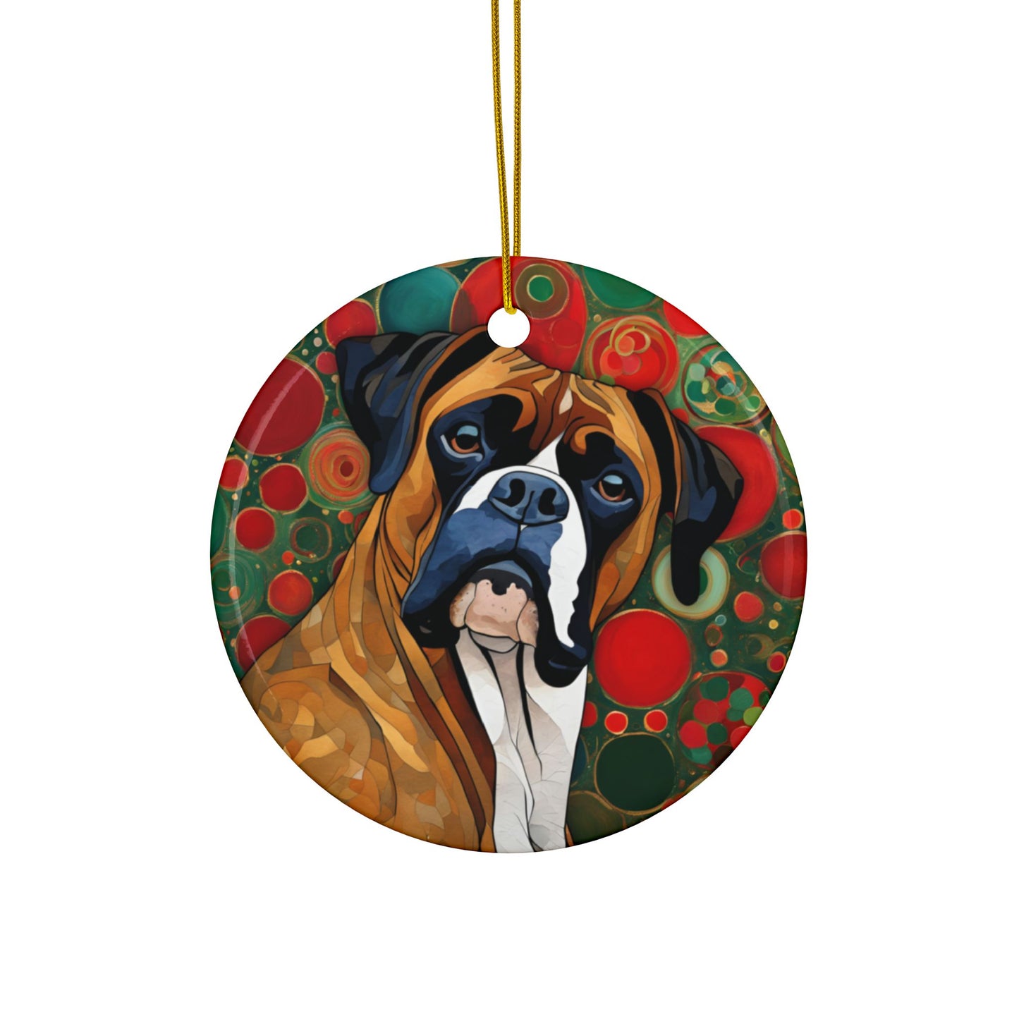 Boxer Christmas 3" Ceramic Ornaments, 2-Side Print, (1pc, 10pcs)