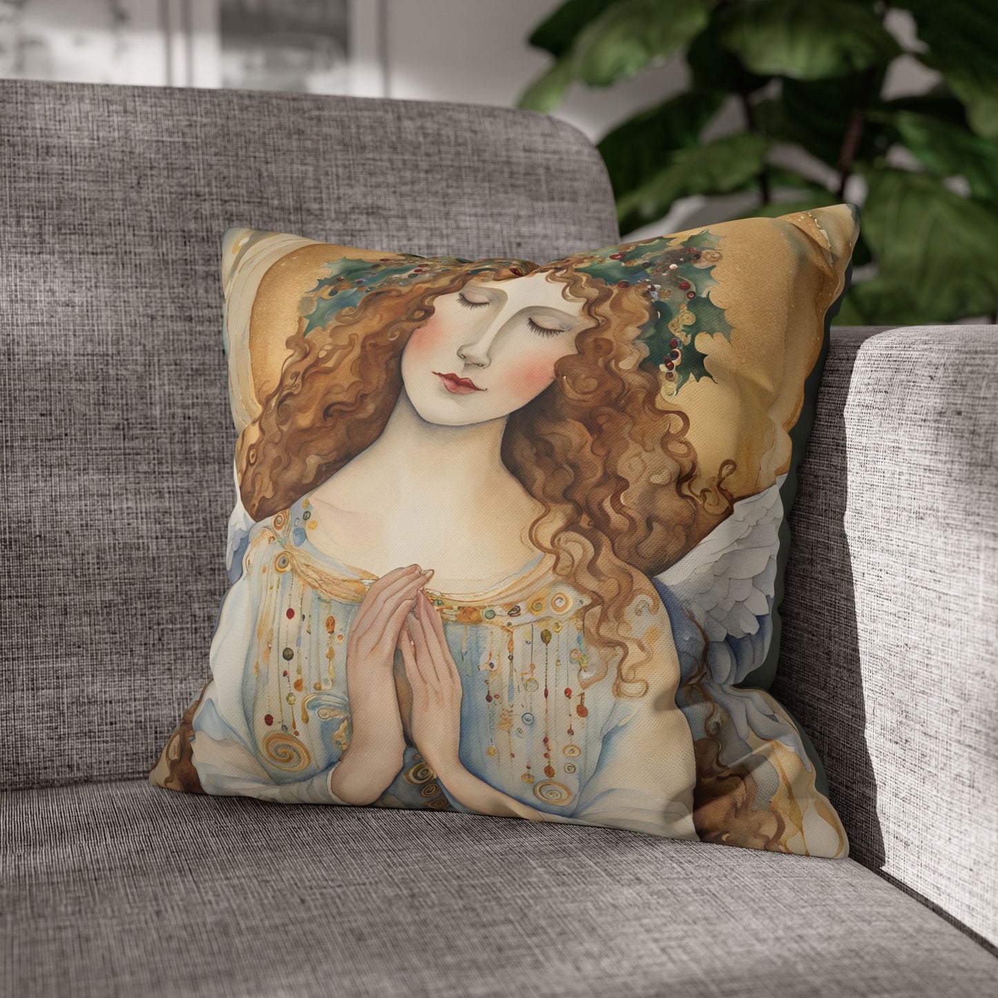 Guardian Angel Square Poly Canvas Pillowcase