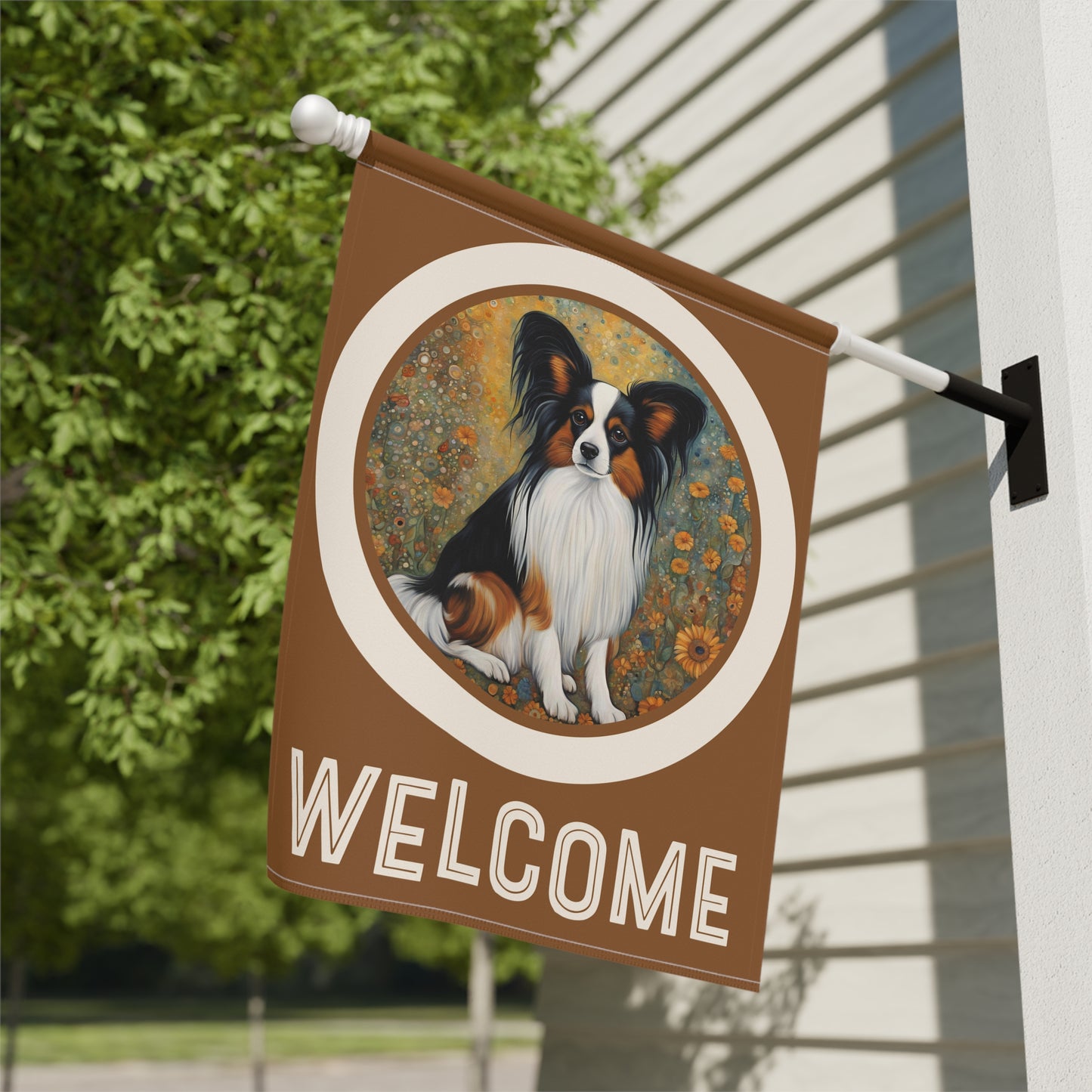 Papillon Welcome 2-Sided Garden & House Flag/Banner