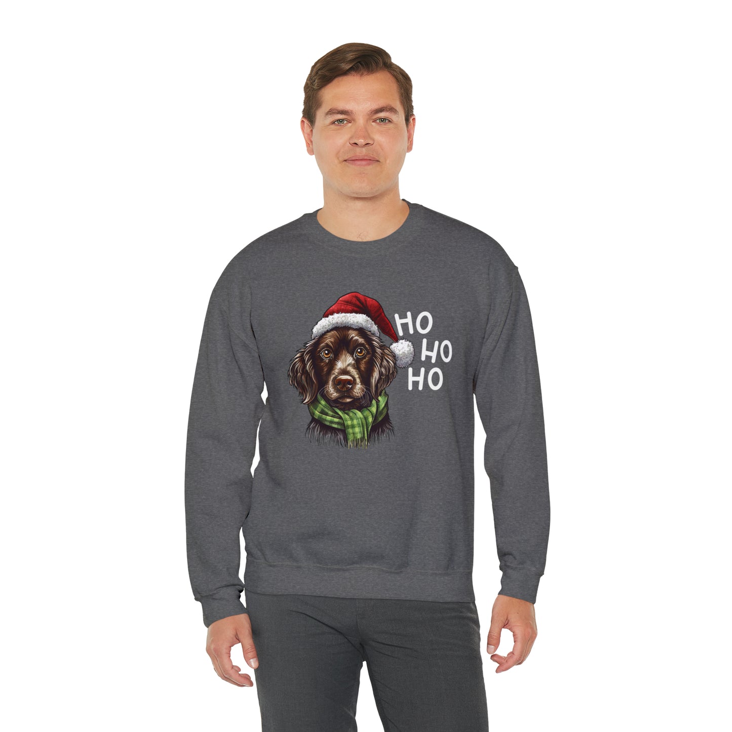 Ho Ho Ho Ready For Christmas Cute Dog Unisex Heavy Blend™ Crewneck Sweatshirt