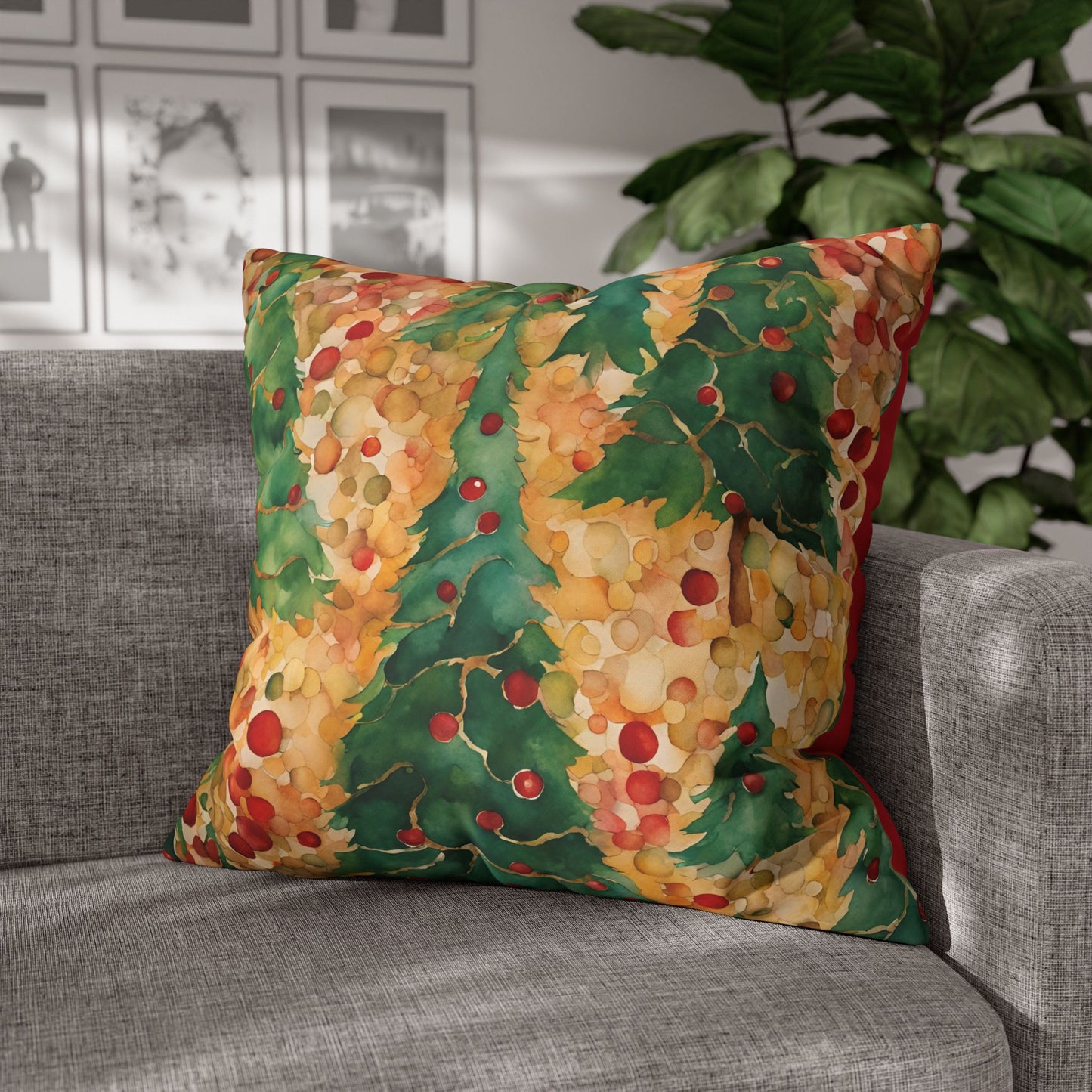 Christmas Tree Folly Square Poly Canvas Pillowcase