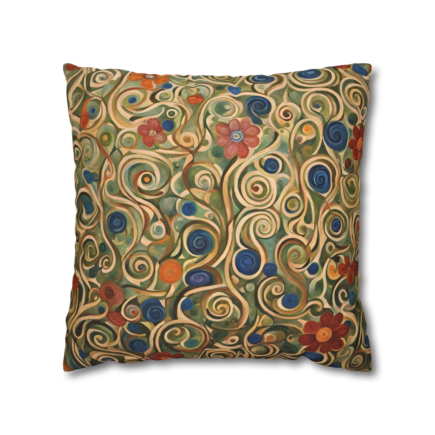 Felicity Abstract Floral Square Poly Canvas Pillowcase