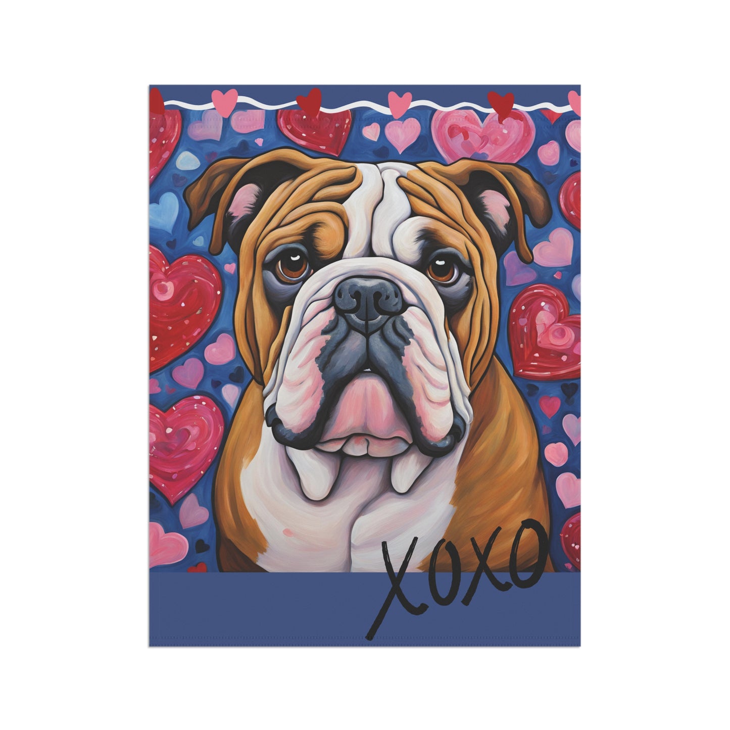 English Bulldog Valentine 2-Sided Garden & House Flag/Banner