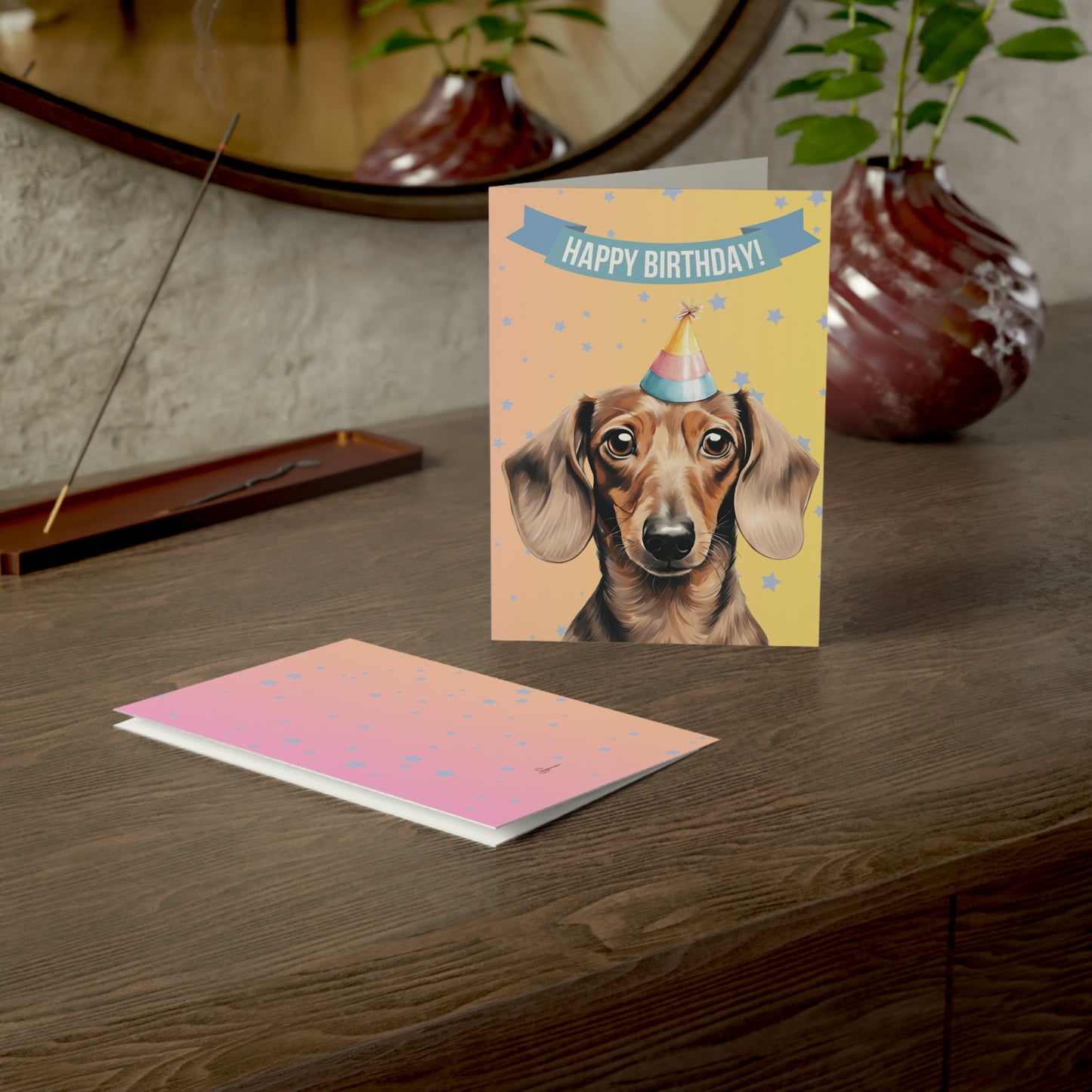 Dachshund Happy Birthday 5 x 7 Greeting Cards (10 Pack)