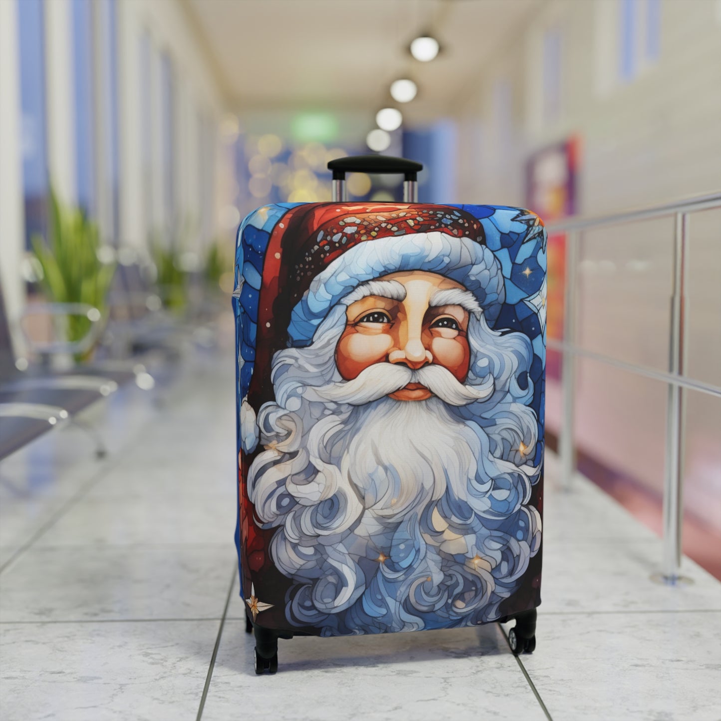 Stained Glass Santa Luggage Cover