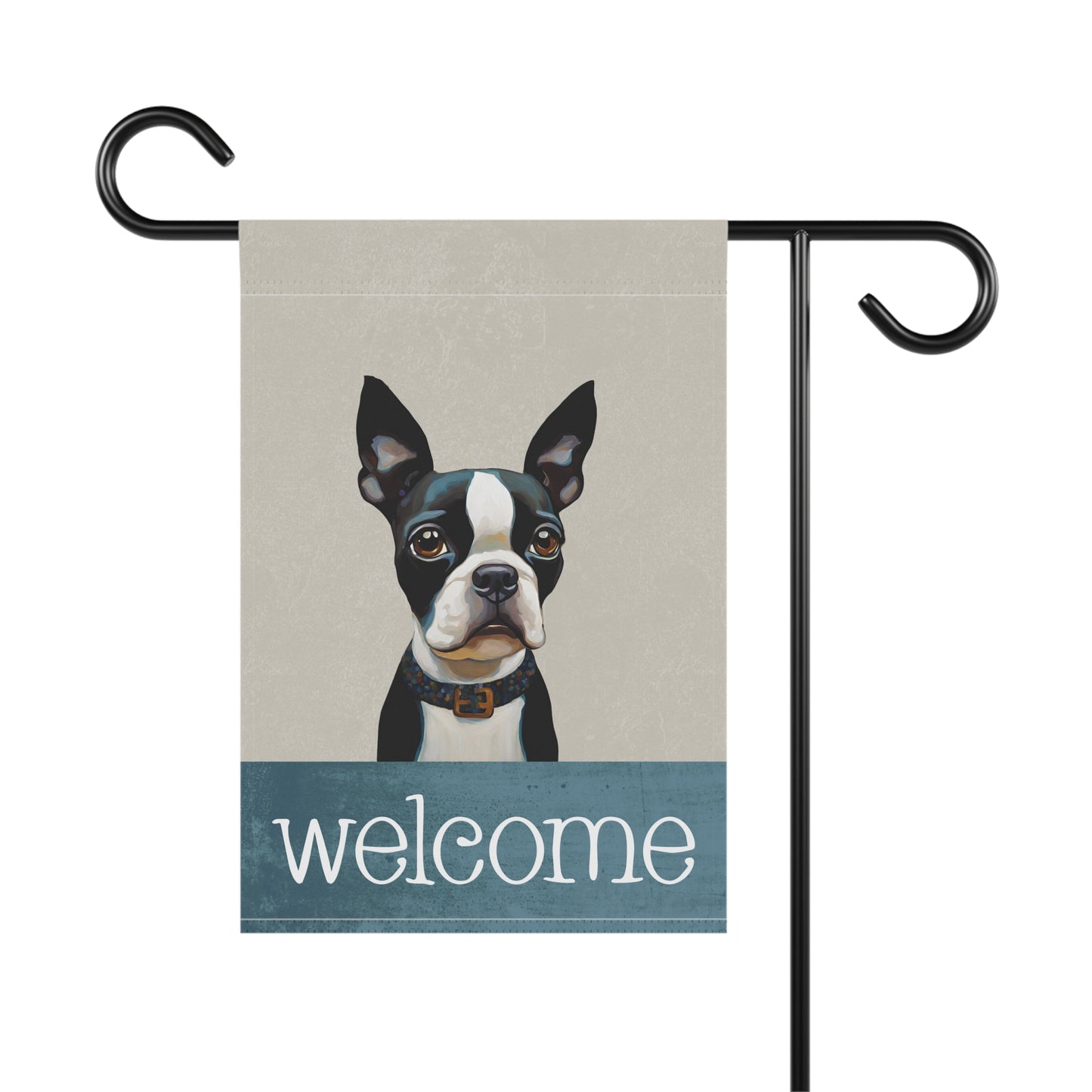 Boston Terrier Welcome 2-Sided Garden & House Flag/Banner