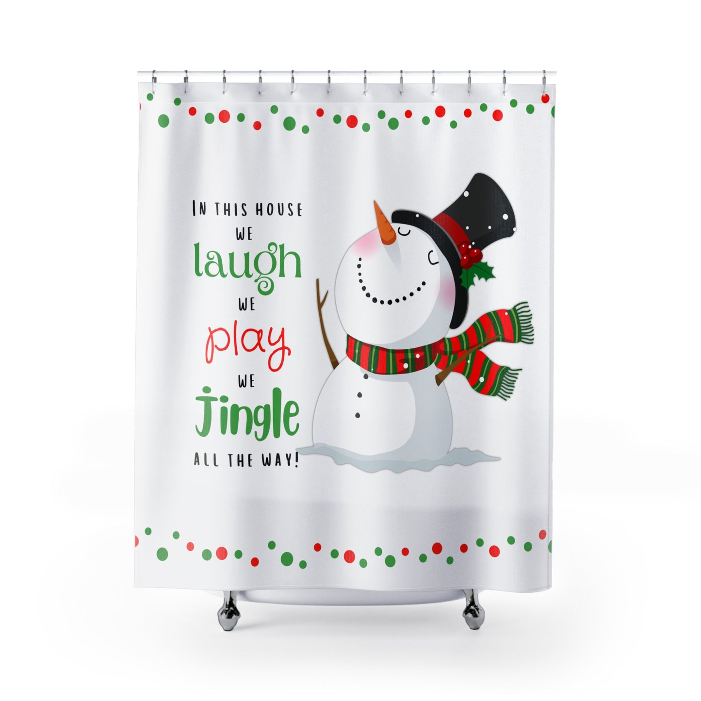 Laugh Play Jingle Snowman Polyester Shower Curtain