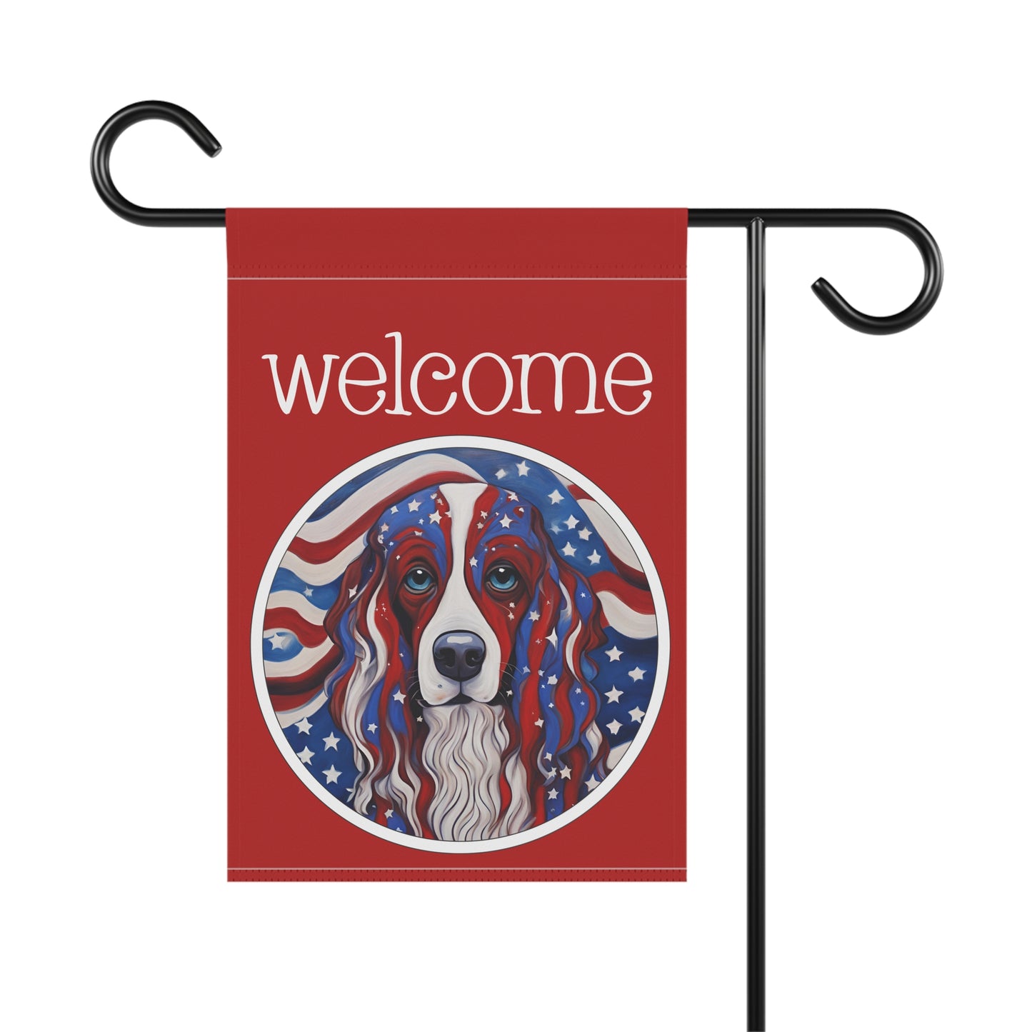 Patriotic Dog Welcome 2-Sided Garden & House Flag/Banner