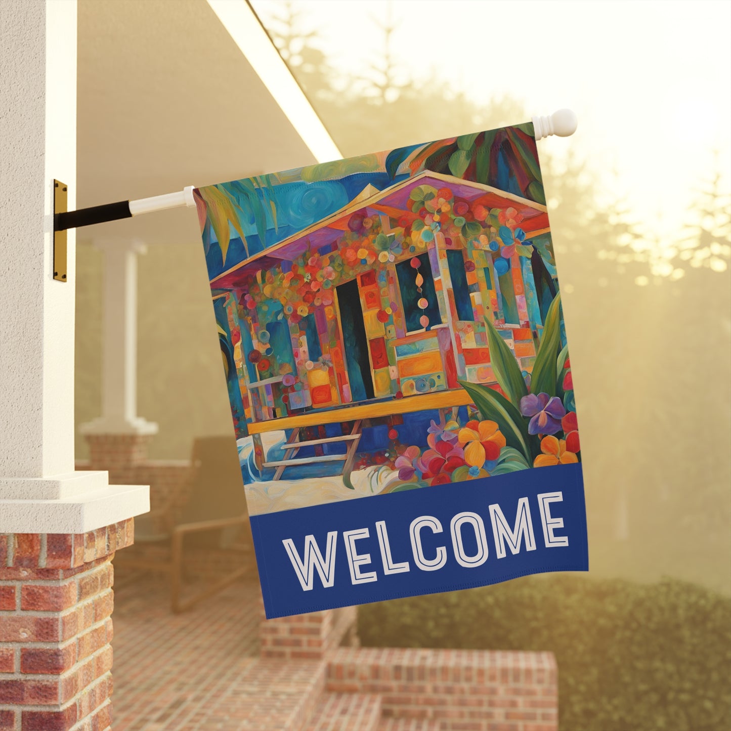 Tropical Hideout Welcome 2-Sided Garden & House Flag/Banner