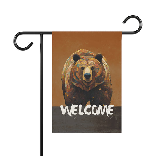 Grizzly Bear Welcome 2-Sided Garden & House Flag/Banner