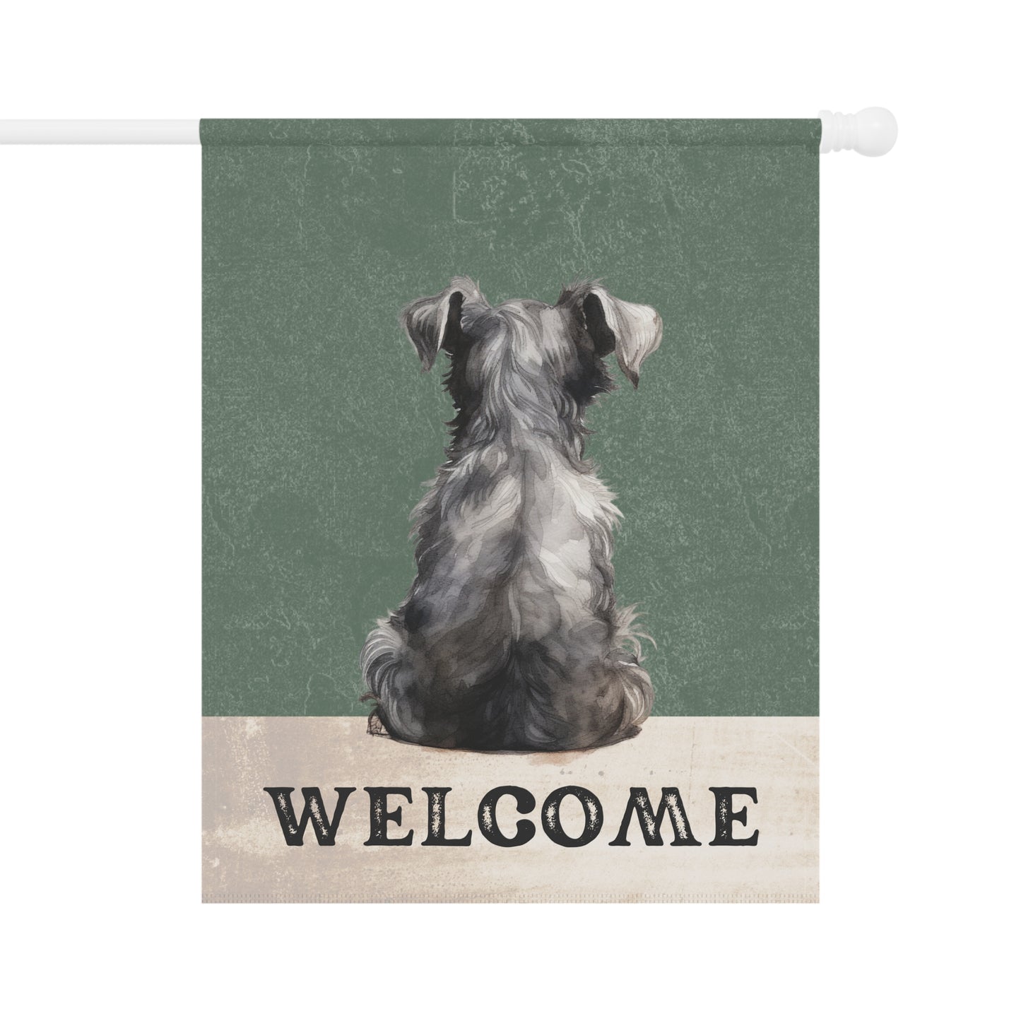 Miniature Schnauzer Welcome 2-Sided Garden & House Flag/Banner