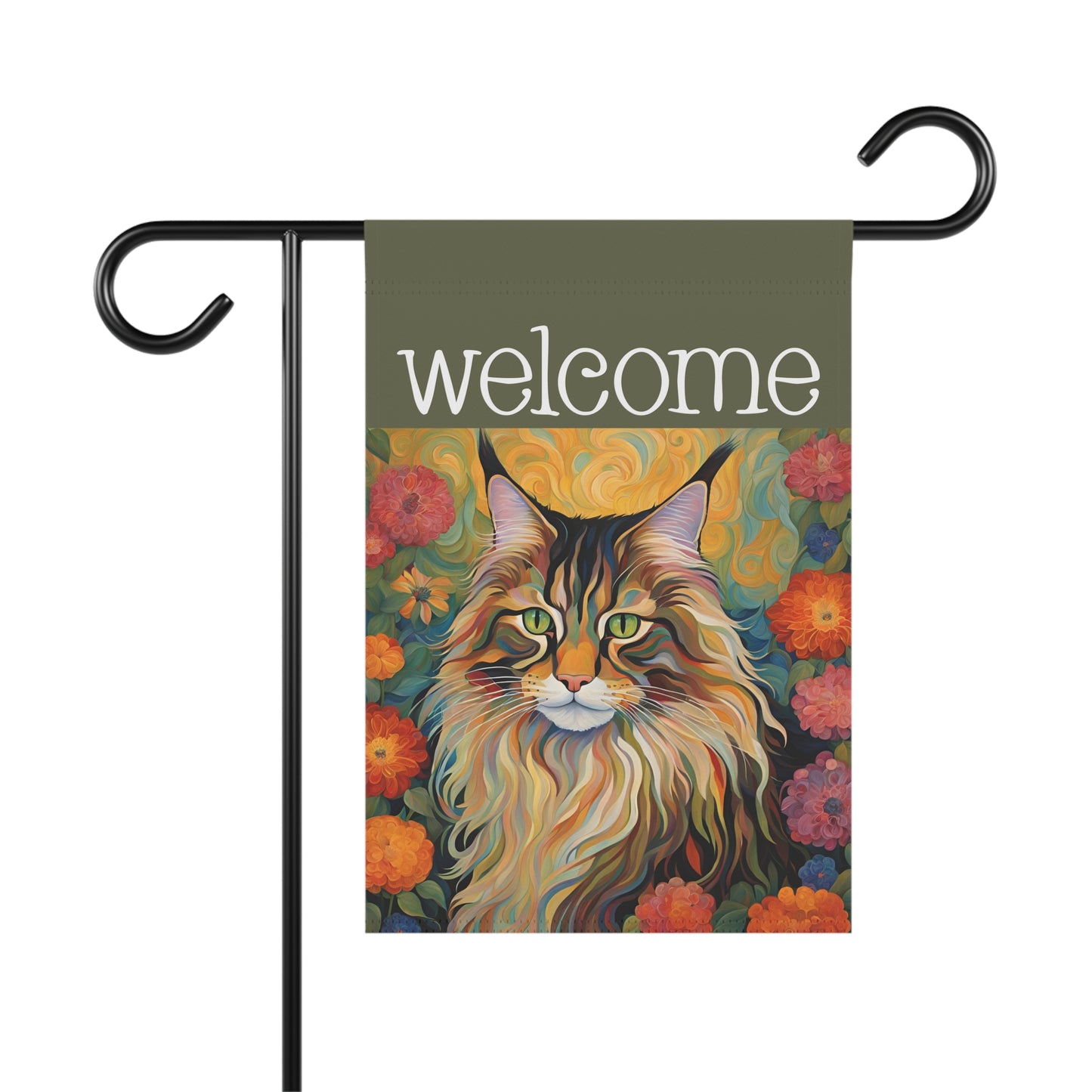 Maine Coon Cat Welcome 2-Sided Garden & House Flag/Banner