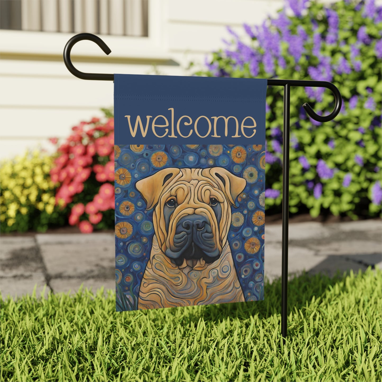 Shar Pei Welcome 2-Sided Garden & House Flag/Banner