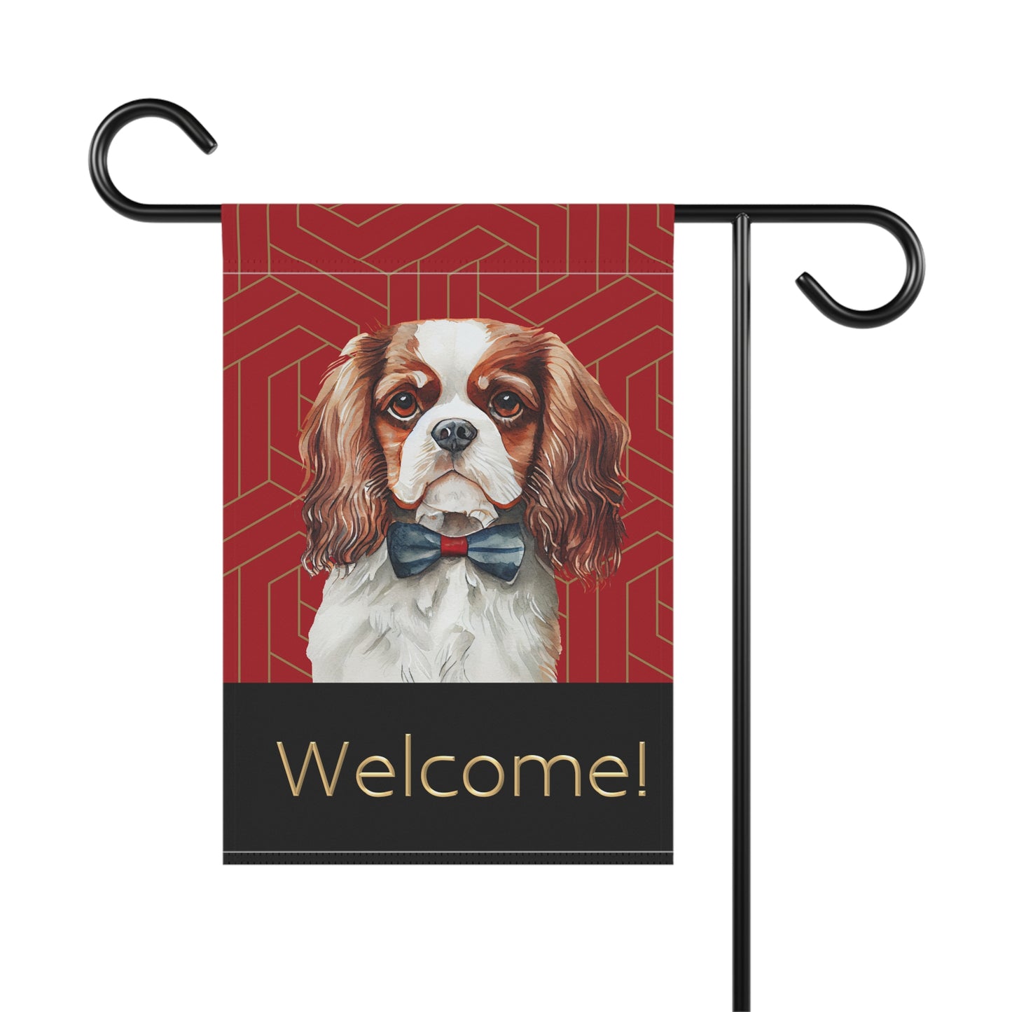 Cavalier King Charles in Bow Tie Welcome 2- Sided Garden & House Flag/Banner