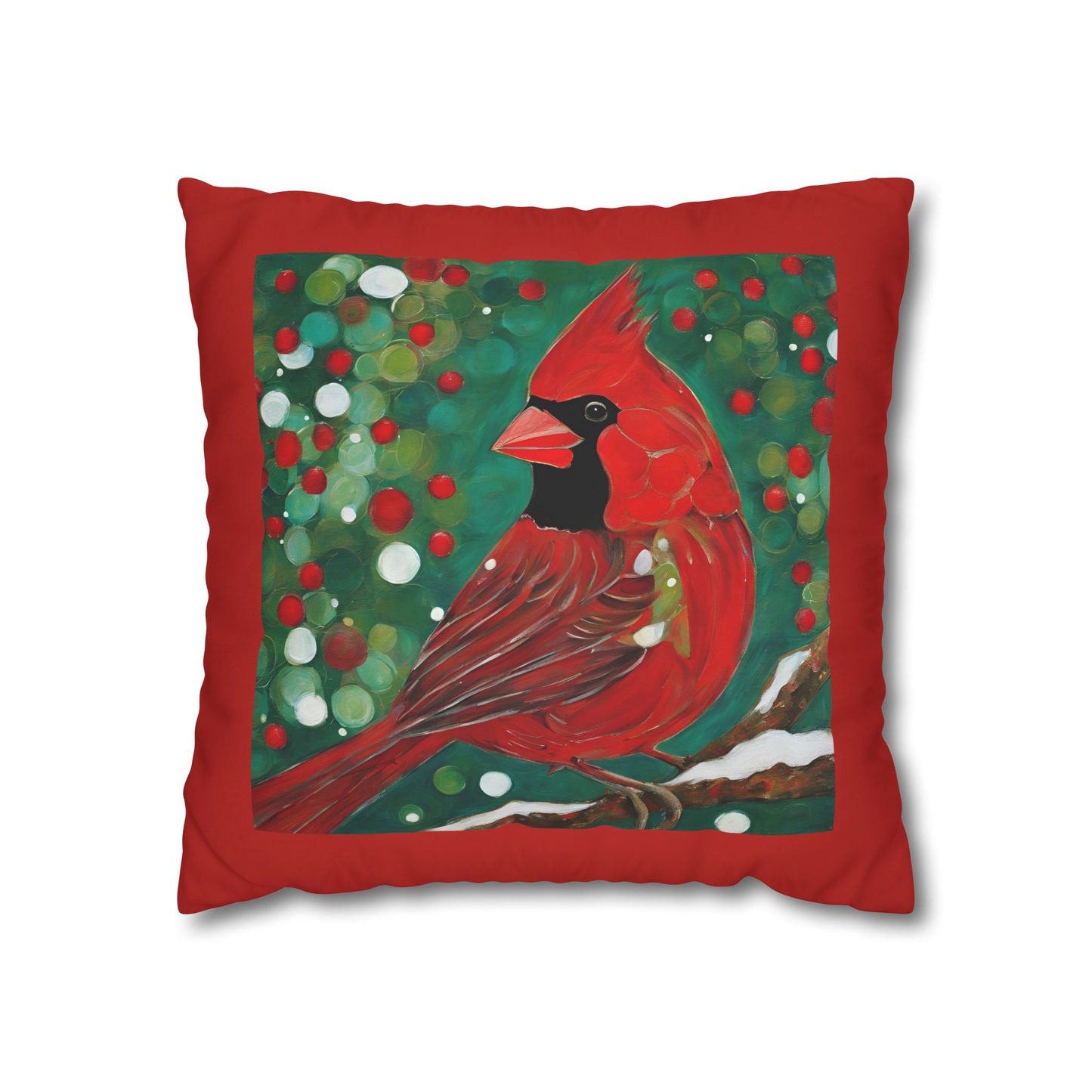 Bright Cardinal Square Poly Canvas Pillowcase