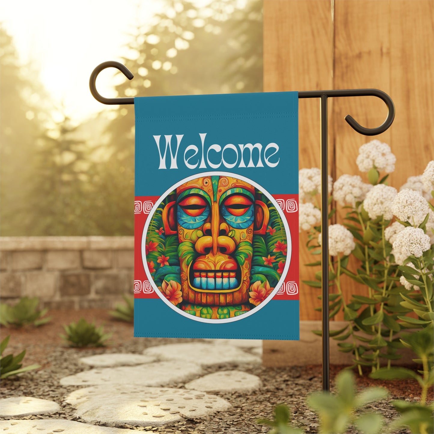 Sleepy Tiki Welcome 2-Sided Garden & House Flag/Banner