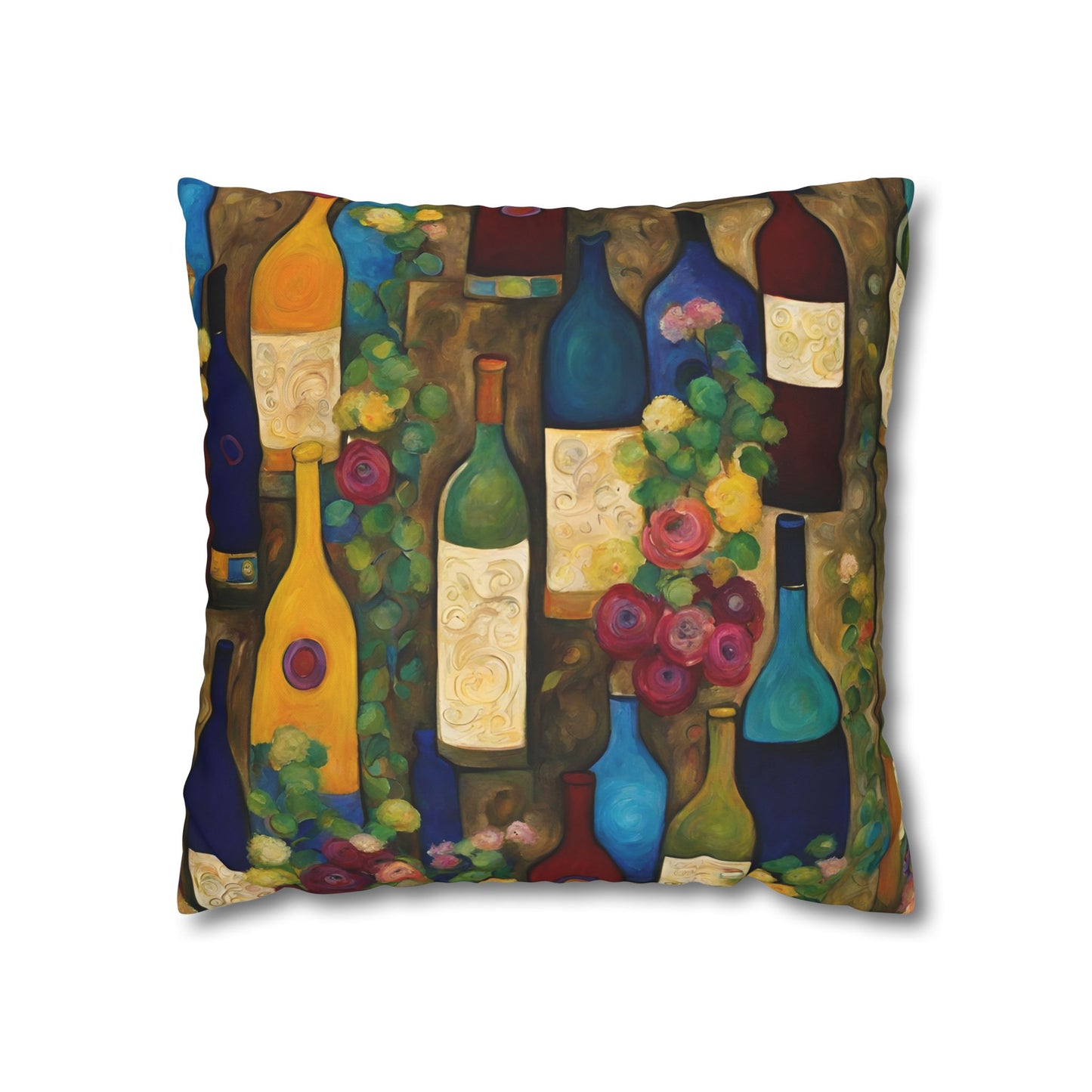 Wine Garden Square Poly Canvas Pillowcase