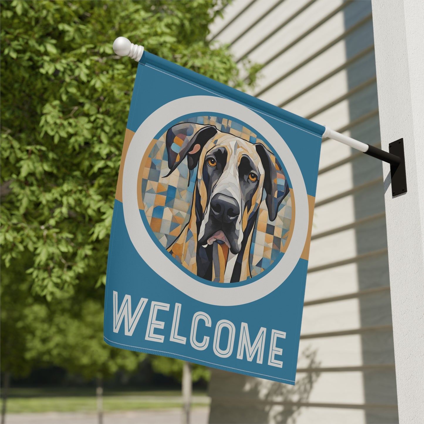 Great Dane Welcome 2-Sided Garden & House Flag/Banner