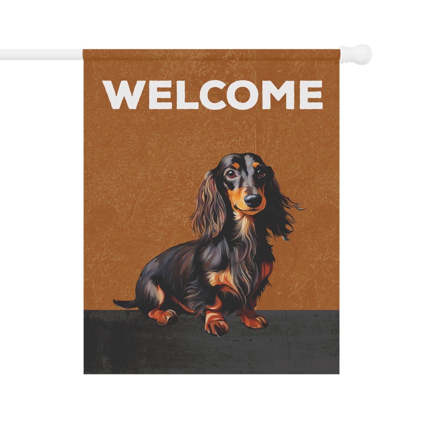 Dachshund (Long Hair) Welcome 2-Sided Garden & House Flag/Banner