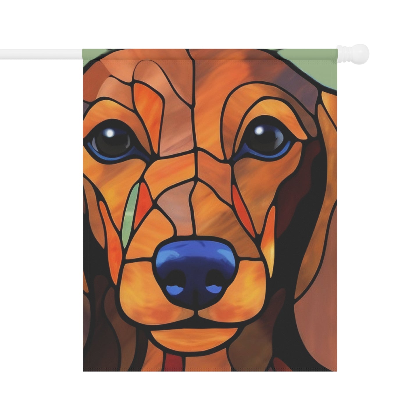 Dachshund Face Stained Glass 2-Sided Garden & House Flag/Banner