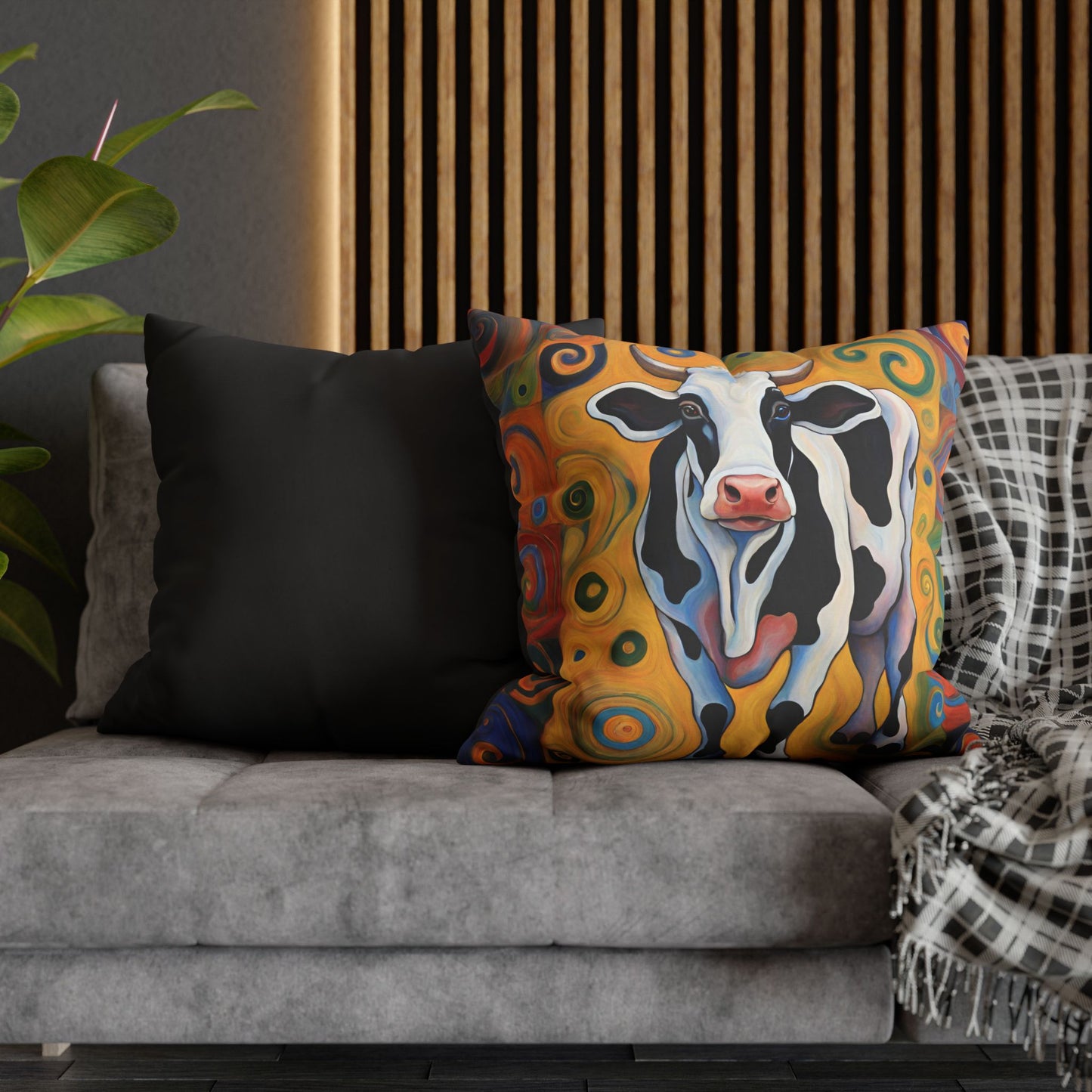 Moove It Cow Square Poly Canvas Pillowcase