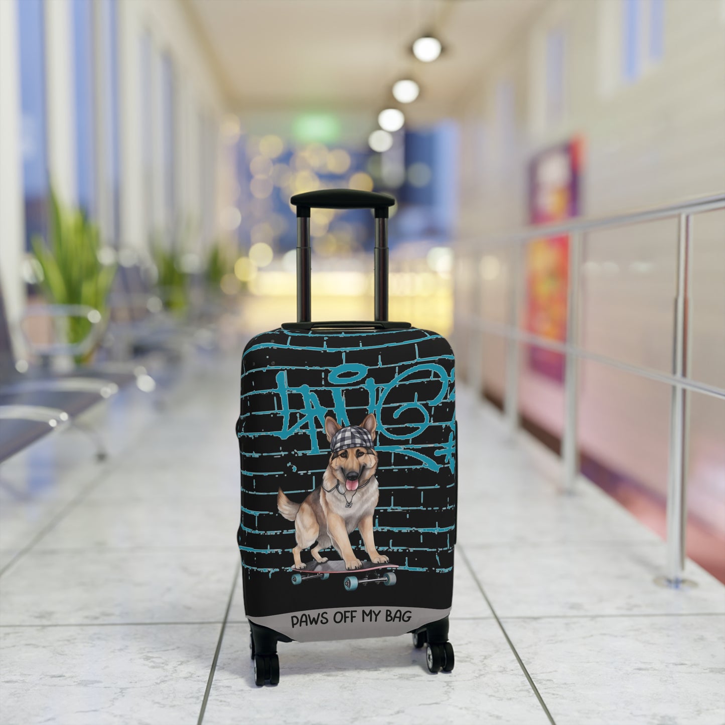 German Shepherd on Skateboard Paws Off My Bag Luggage Cover