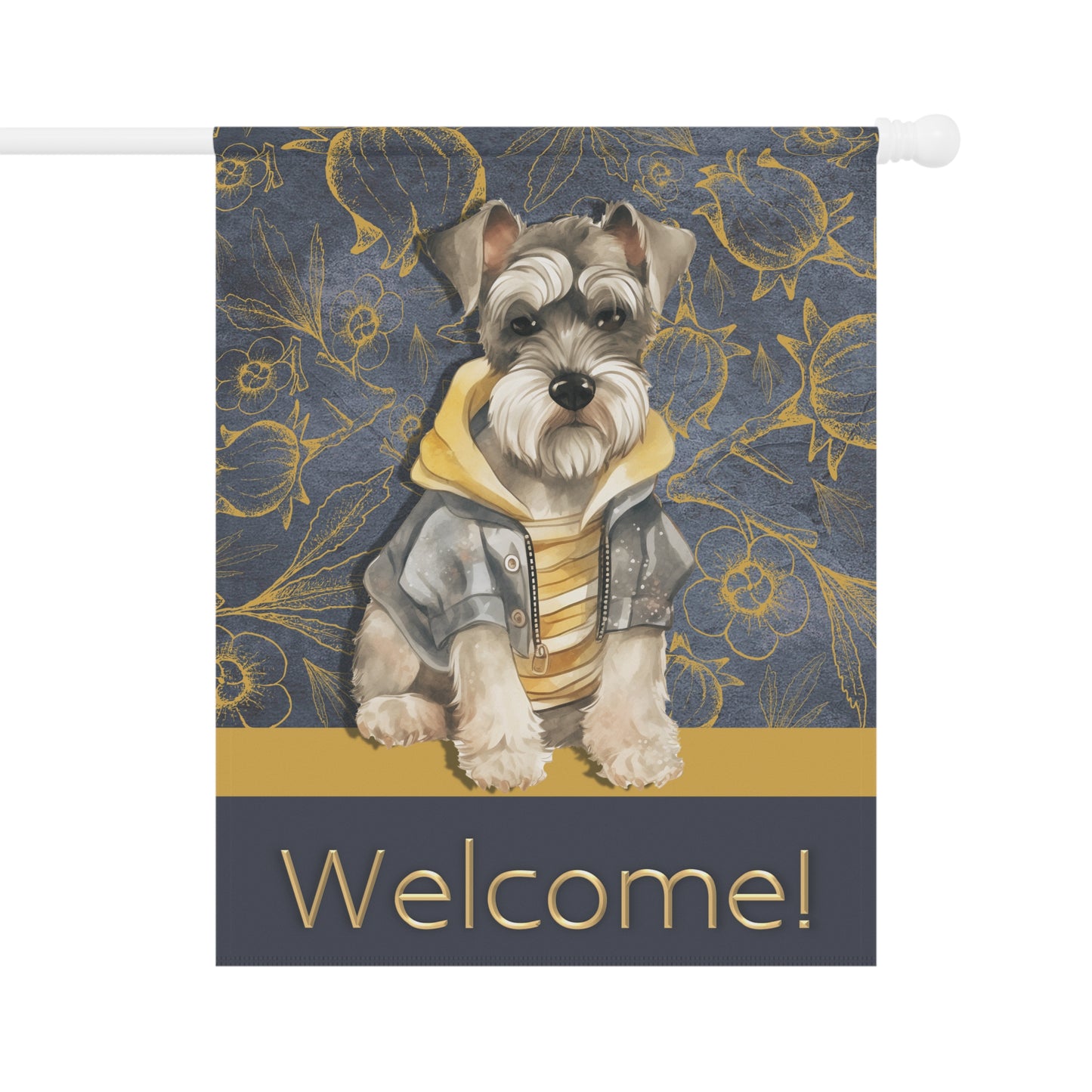 Miniature Schnauzer in Jacket Welcome 2-Sided Garden & House Flag/Banner