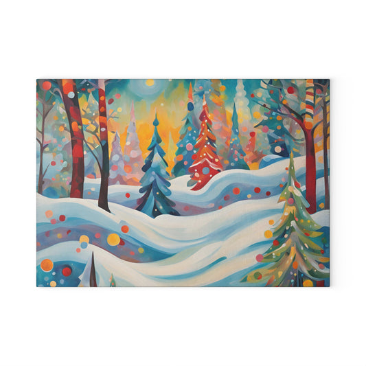 Bright Forest Holiday Tempered Glass Cutting Board