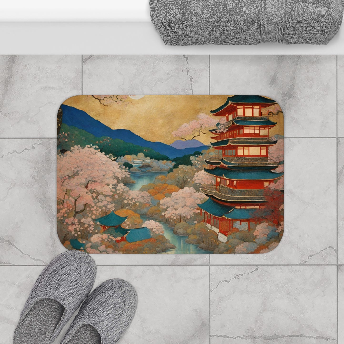 Serene Pagoda Microfiber Bath Mat