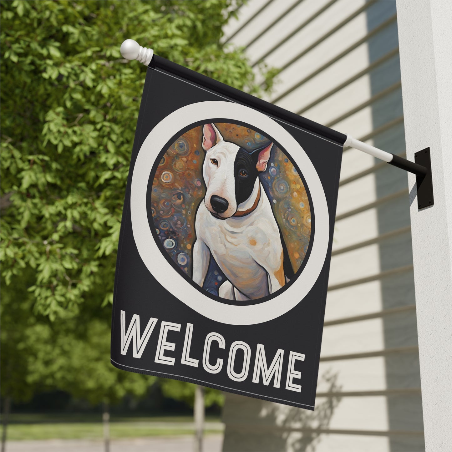 Bull Terrier Welcome 2-Sided Garden & House Flag/Banner